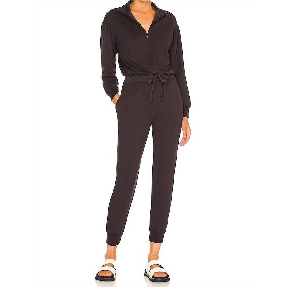 NEW MONROW supersoft fleece jumpsuit in black